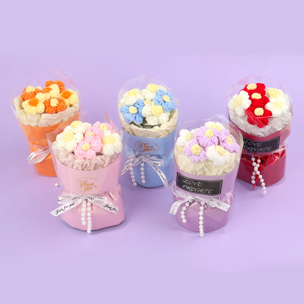 成品手工编织泡芙花小香风花束生日礼物情人节女神节伴手礼小礼品,家居饰品,仿真花/假花,淘宝优惠券,粉丝福利购,淘宝优惠卷