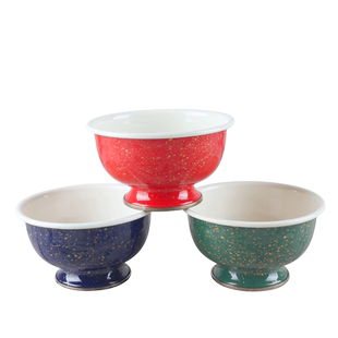 加厚搪瓷碗米饭碗汤碗喝粥碗面碗防烫老式高脚碗珐琅瓷复古铁大碗