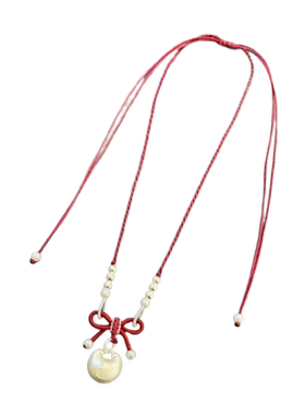 实心足银999秤砣称心如意在逃公主小胖福蝴蝶结项链吊坠女平安扣