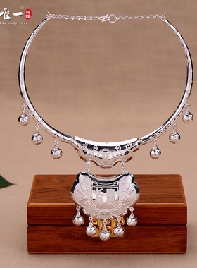 S999纯银长命锁项圈足银锁吊坠男女宝宝婴儿手镯线圈满月周岁送礼