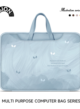 V-SION蓝色小翅膀笔记本重磅电脑包适用于苹果macbook15点6寸手提包小新air13华为matebook联想女14内胆包