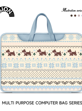 V-SION蓝色小狗笔记本重磅电脑包适用于苹果macbook15点6寸手提包小新air13华为matebook联想女14内胆包