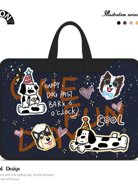 唯鑫V-SION黑色小狗笔记本电脑包女适用于苹果macbook电脑包14寸air13华为matebook联想电脑包16寸电脑内胆包