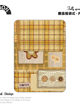 V-SION黄色格子笔记本电脑包适用于华为matebook14寸保护套联想小新pro16苹果macbook15.6竖版平板内胆包12寸