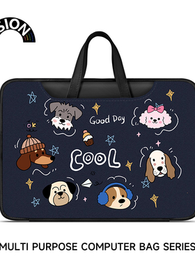 唯鑫V-SION黑色小狗笔记本电脑包女适用于苹果macbook电脑包14寸air13华为matebook联想电脑包16寸电脑内胆包