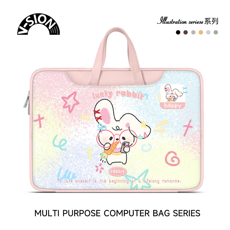 V-SION可爱小兔笔记本重磅电脑包适用于苹果macbook15点6寸手提包小新air13华为matebook联想女14内胆包
