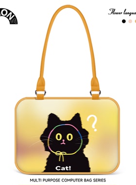 V-SION黑色小猫笔记本重磅电脑包女2024款手提适用于苹果macbook15.6小新air13华为matebook联想14内胆包