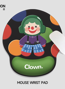 V-SION卡通小丑护腕鼠标垫女手腕垫防滑办公室笔记本电脑键盘手托