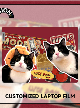 VISION可爱猫咪电脑贴纸适用笔记本联想小新air14保护膜pro13惠普戴尔G3贴膜15.6寸华为matebook14R9000P