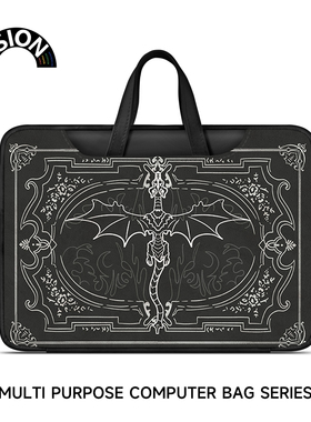 V-SION个性龙纹插画笔记本重磅电脑包手提适用于苹果macbook15点6寸小新air13华为matebook联想女14内胆包