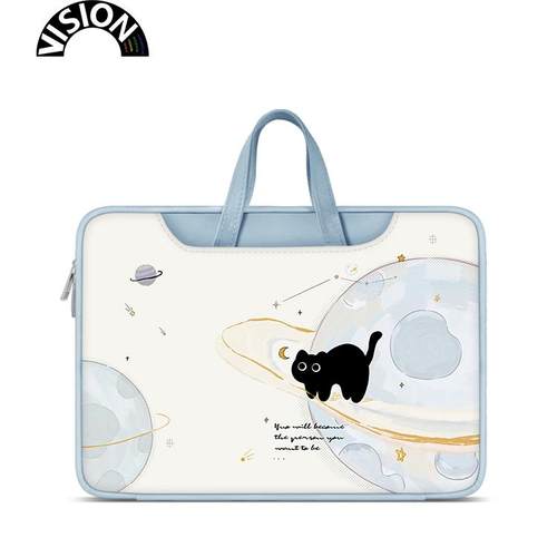 V-SION原创插画星球猫咪笔记本重磅电脑包手提适用苹果macbook15点6寸小新air13华为matebook联想女14内胆包