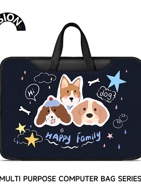 唯鑫V-SION黑色小狗笔记本电脑包女适用于苹果macbook电脑包14寸air13华为matebook联想电脑包16寸电脑内胆包