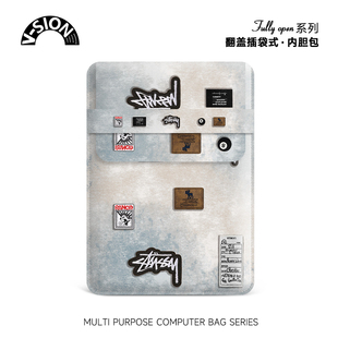 SION復(fù)古標(biāo)簽筆記本電腦包適用于華為matebook14寸保護(hù)套聯(lián)想小新pro16蘋果macbook15.6豎版 平板內(nèi)膽包12寸