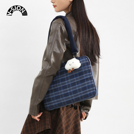 唯鑫V-SION格纹云朵笔记本电脑包适用于华为matebook14寸保护套联想小新pro14苹果macbook15.6平板内胆包12寸