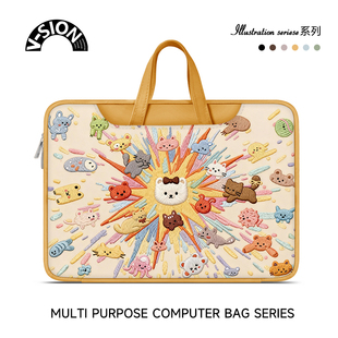唯鑫V SION猫咪笔记本电脑包女适用于苹果macbook电脑包14寸air13华为matebook联想电脑包16寸电脑内胆包