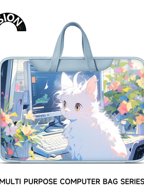 VISION猫咪潮牌笔记本电脑包手提适用苹果macbook15点6寸小新air13.3华为matebook联想女14内胆包pro保护套