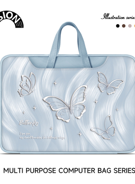V-SION原创插画蝴蝶笔记本重磅电脑包适用于苹果macbook15点6寸手提包小新air13华为matebook联想女14内胆包