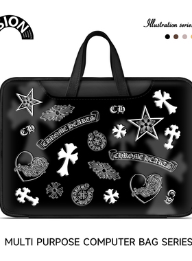 V-SION百搭黑色笔记本重磅电脑包适用于苹果macbook15点6寸手提包小新air13华为matebook联想女14内胆包