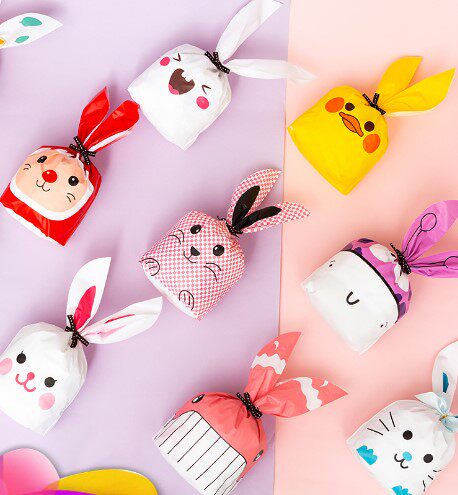 cute rabbit ear bags cookie plastic bags&candy gift bags