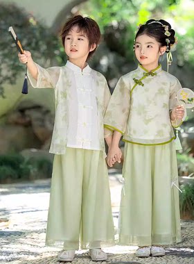 幼儿立春上春山舞蹈服国学合唱服儿童小书童城外小月亮汉服演出服