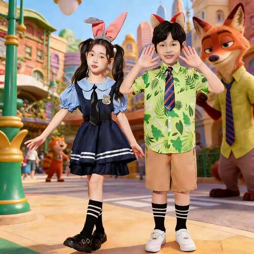 六一儿童zoo舞蹈服夏疯狂动物城演出服尼克狐尼克朱迪警官cos服装