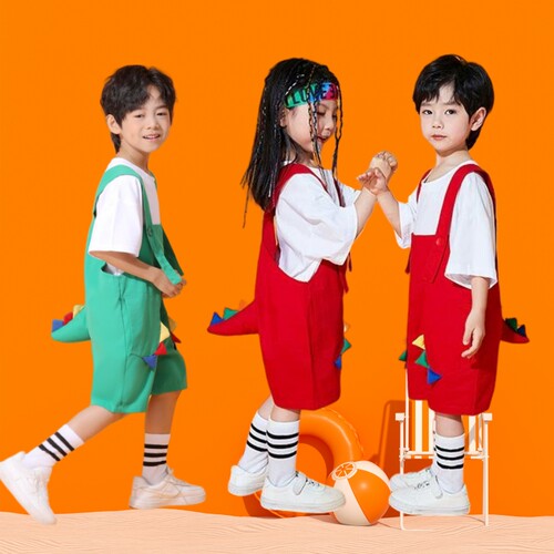 幼儿动物表演服恐龙舞会演出服儿童背带套装爱跳舞的小怪兽舞蹈服