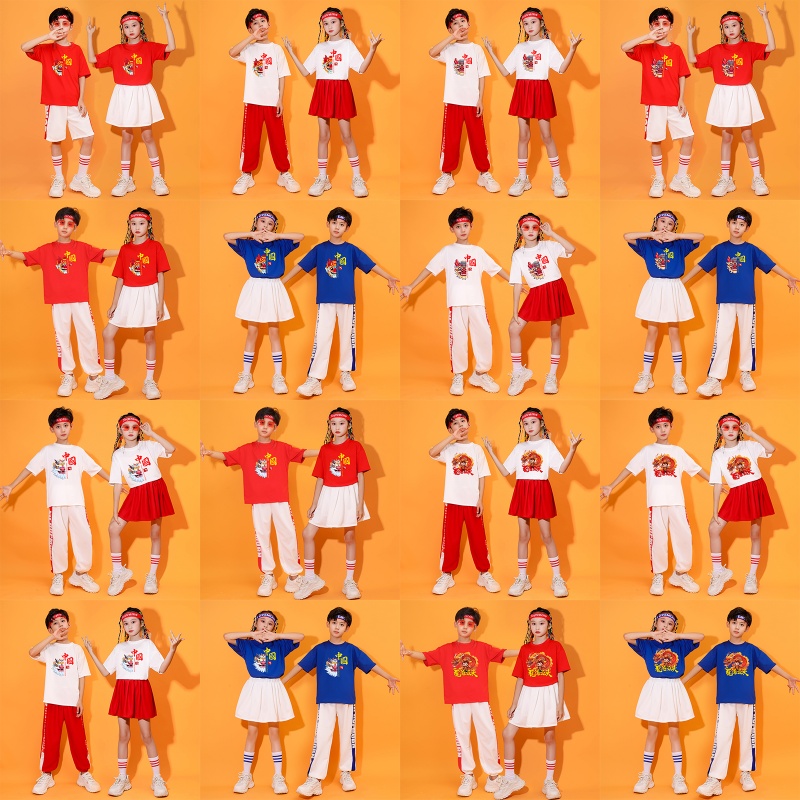 六一一路花开舞蹈服学生天地龙鳞街舞演出服国潮儿童啦啦操表演服