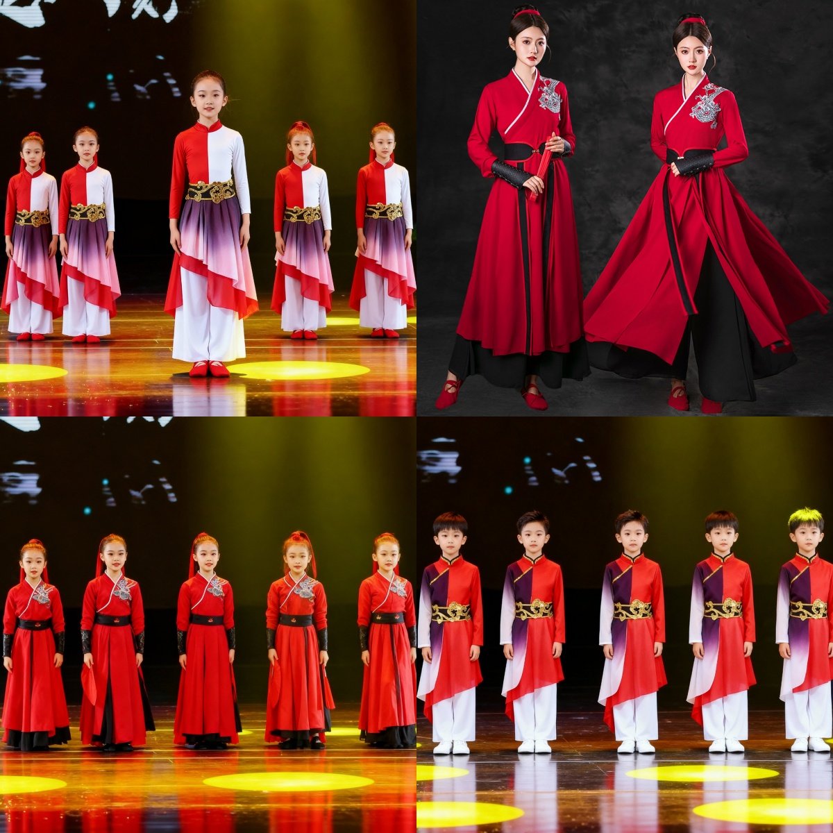 大气开场舞打鼓服装儿童雪龙吟天地龙鳞铭记光亮扇子舞演出服成人