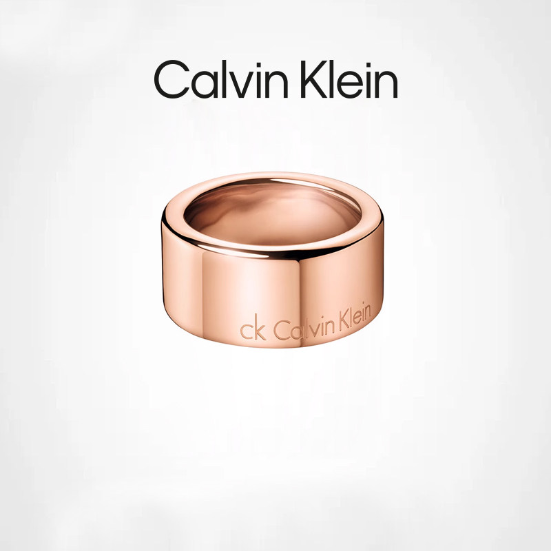 CalvinKlein ck戒指女设计小众时尚简约个性气质玫瑰金色指环