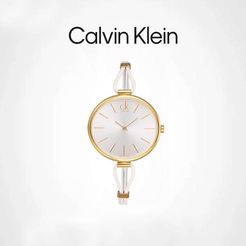 Calvin Klein【清仓款】手表石英皮带镀金时装CK女表时尚百搭细带