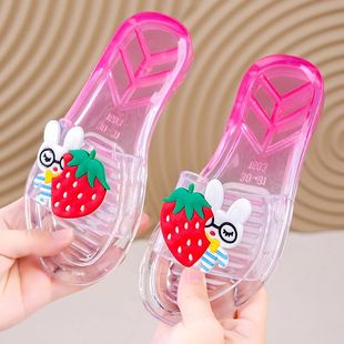 外穿百搭透明软底小女孩凉拖鞋 亲子时尚 女童夏季 仙女风公主水晶鞋