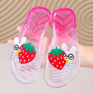 女孩室内软底居家防滑不臭脚凉拖鞋 儿童水晶鞋 夏季 洋气女童公主鞋