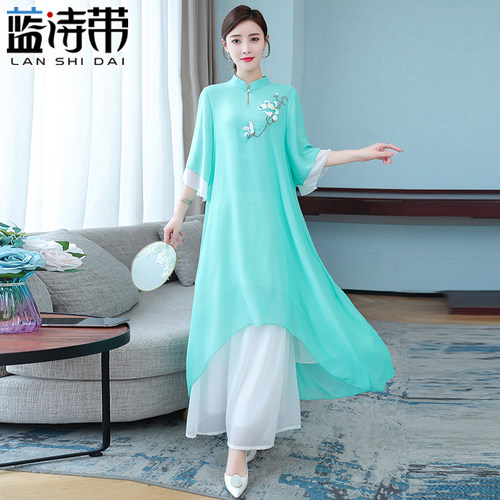 连衣裙文艺复古夏装改良禅服