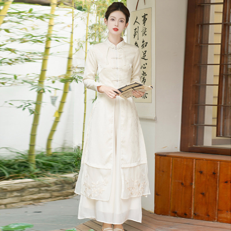 新中式国风茶服套装改良旗袍刺绣连衣裙茶艺师服装养生馆工服,女装/女士精品,其它制服/套装,淘宝优惠券,粉丝福利购,淘宝优惠卷