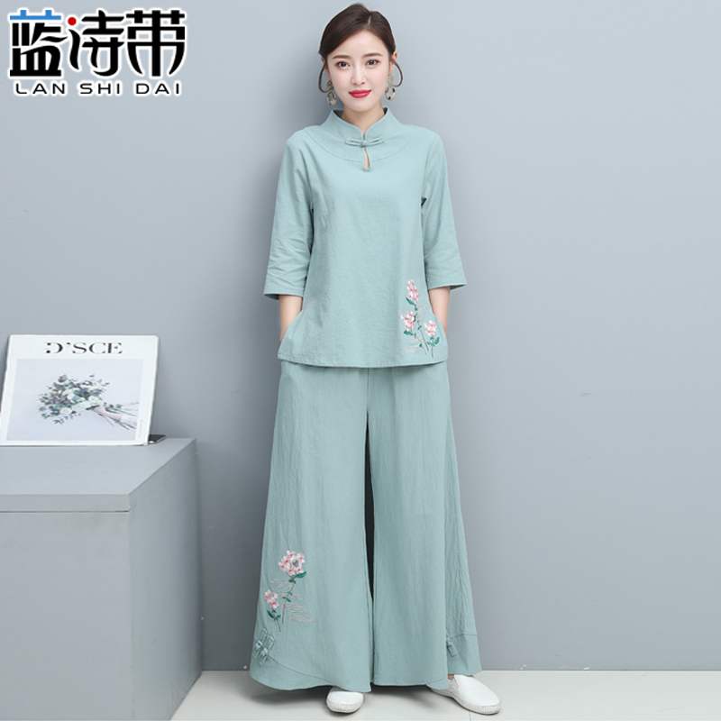 佛系棉麻禅意中式打坐套装居士服