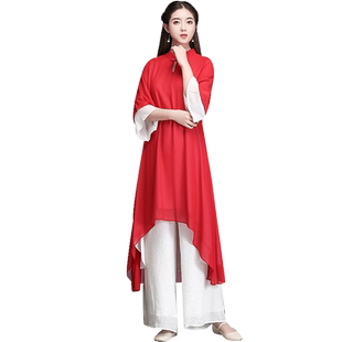 佛笑缘茶服女改良唐装茶艺服装古风禅服中国民族风女装旗袍连衣裙