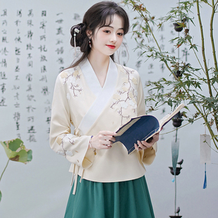 新中式复古改良旗袍交领套装唐装新款秋冬民族风禅意上衣茶服女装