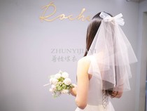 South Korean bridal headdress 2020 new short wedding dress bow tie certificate Tour