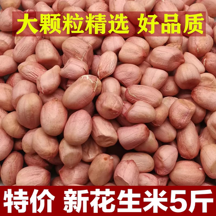 2025年花生米生 新货5斤特级新鲜粉红皮花生米农家自产不带壳榨油