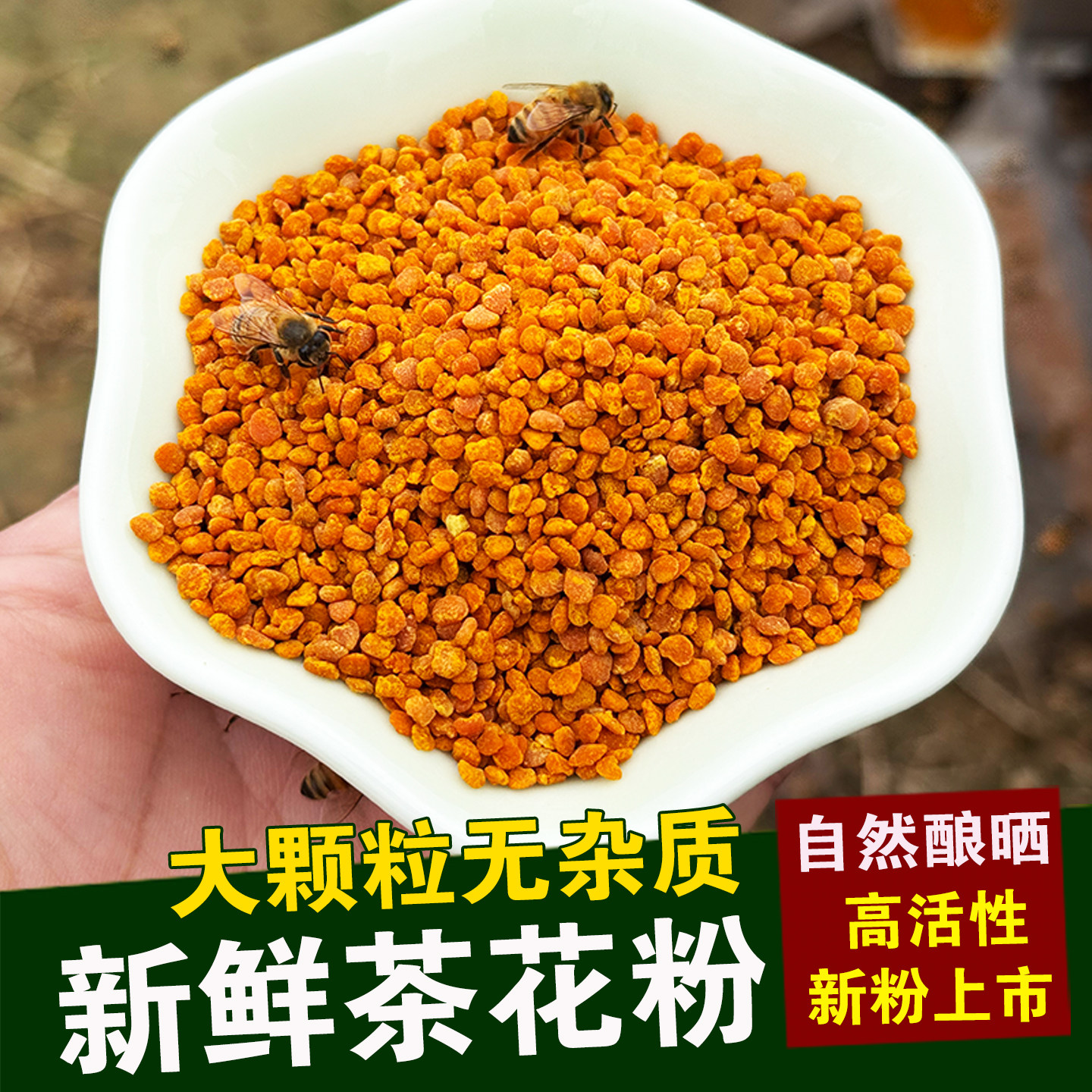 大颗粒高品质自产纯正天然茶花粉食用蜂花粉天然正品山茶花粉500g