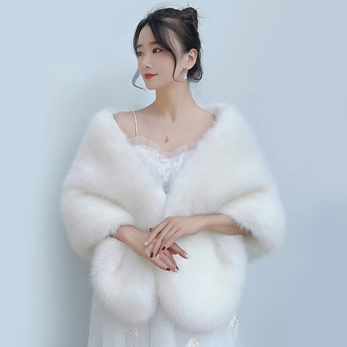 狐狸毛披肩加厚韩版女披肩外套
