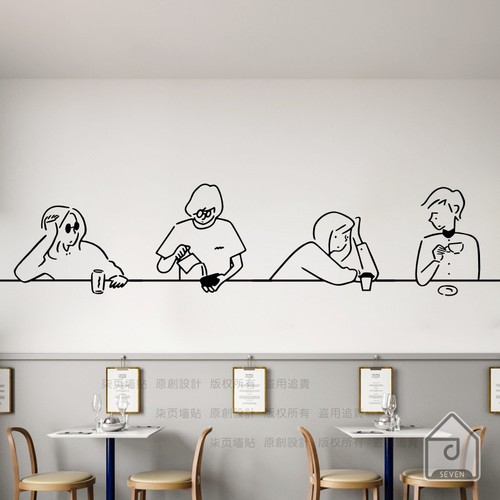 柒页ins风人物抽象画蛋糕面店