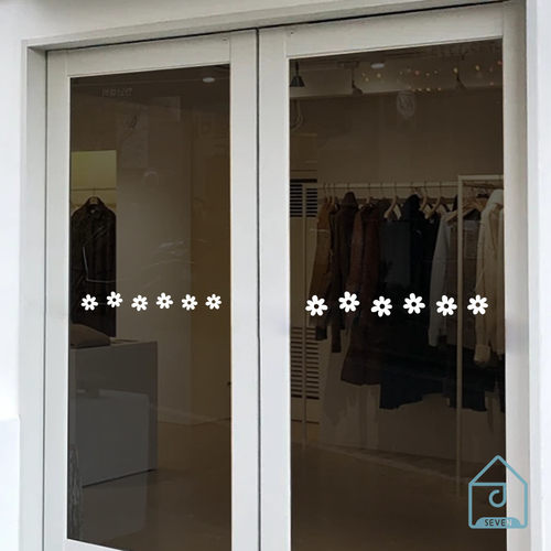 可爱花朵腰线玻璃贴 花店甜品店橱窗装饰居家推拉玻璃门防撞贴纸