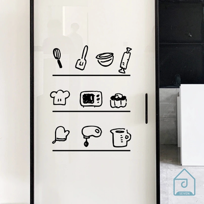 创意简笔画图案ins客厅厨房冰箱玻璃推拉移动门装饰防撞防水贴纸