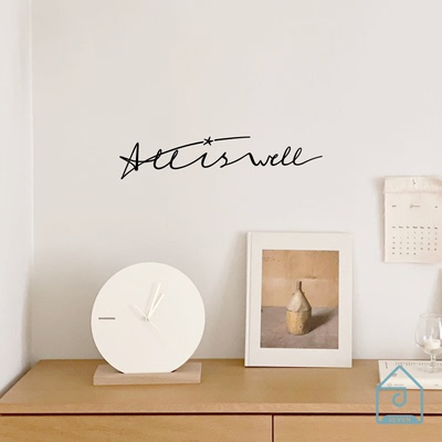 一切都好ins北欧风英文创意手写字母沙发卧室镜子书房间装饰贴纸