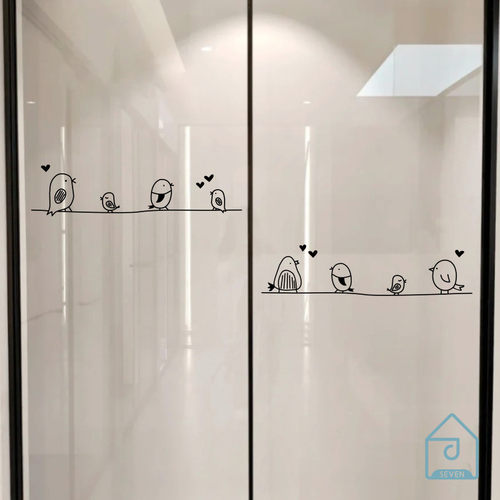 可爱小鸟图案 防撞腰线贴纸 厨房阳台透明玻璃移门装饰可爱贴画