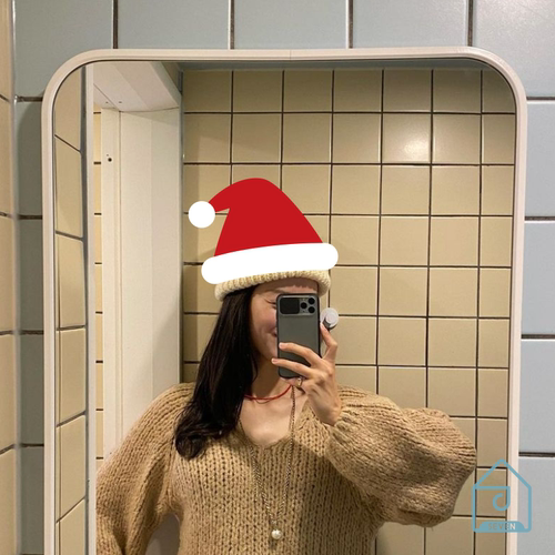 圣诞帽贴纸镜子装饰服装奶茶咖啡网红打卡场地背景氛围感创意布置