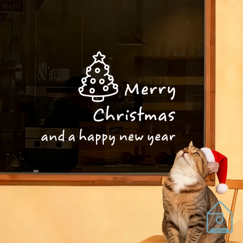 圣诞快乐和新年快乐英文咖啡奶茶服装店铺橱窗户玻璃门装饰贴纸字