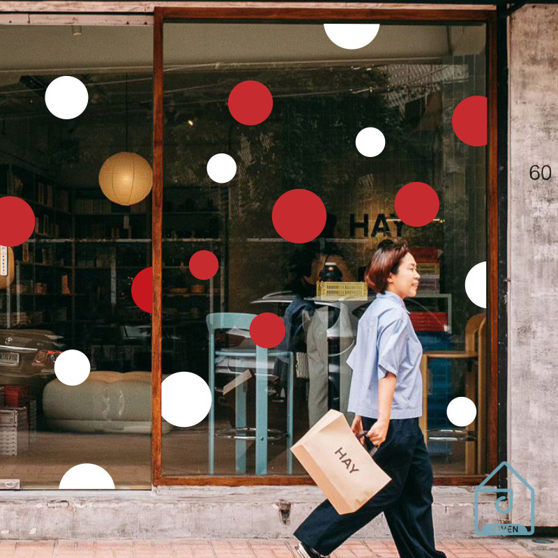 圣诞节新年圆点店铺橱窗户玻璃门装饰波点元旦春节日白色红色贴纸