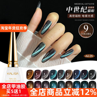 网红博主爆款2026年秋冬流行显白中世纪灵动岛玻璃珠猫眼指甲油胶
